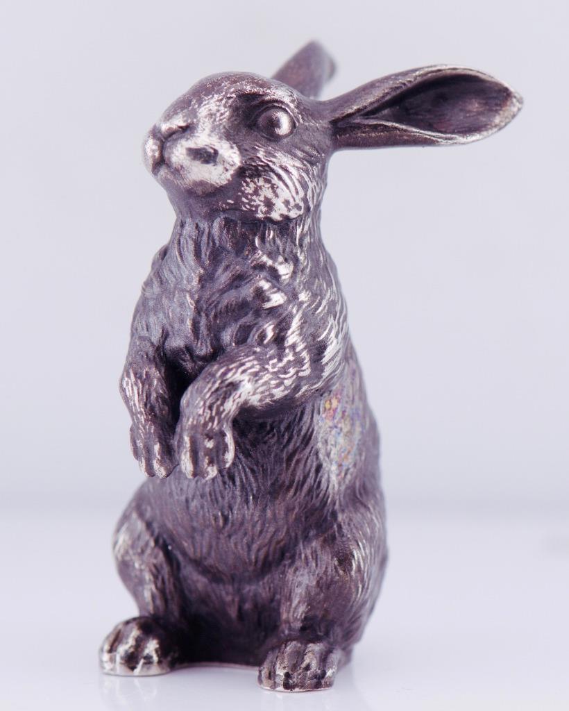 Antique Empire FABERGÉ  Silver Rabbit Figurine c1880\'s by Julius Rappoport 46mm