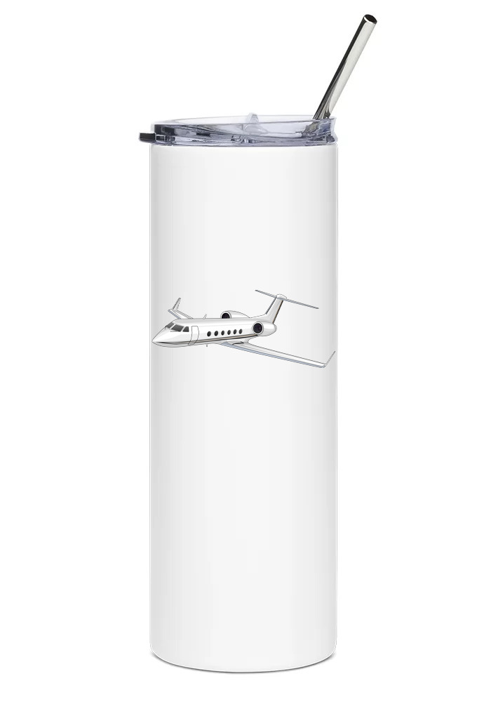Gulfstream G-IV Stainless Steel Water Tumbler with straw - 20oz.
