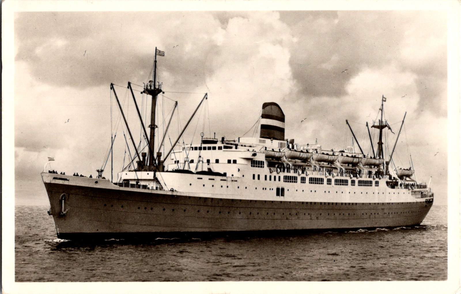 Vintage RPPC S.S. MAASDAM Passenger Cruise Ship Holland America Postcard 