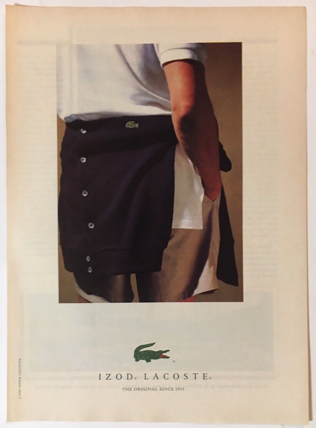 Izod Lacoste Clothing 1989 Vintage Print Ad 8x11 Inches Wall Decor