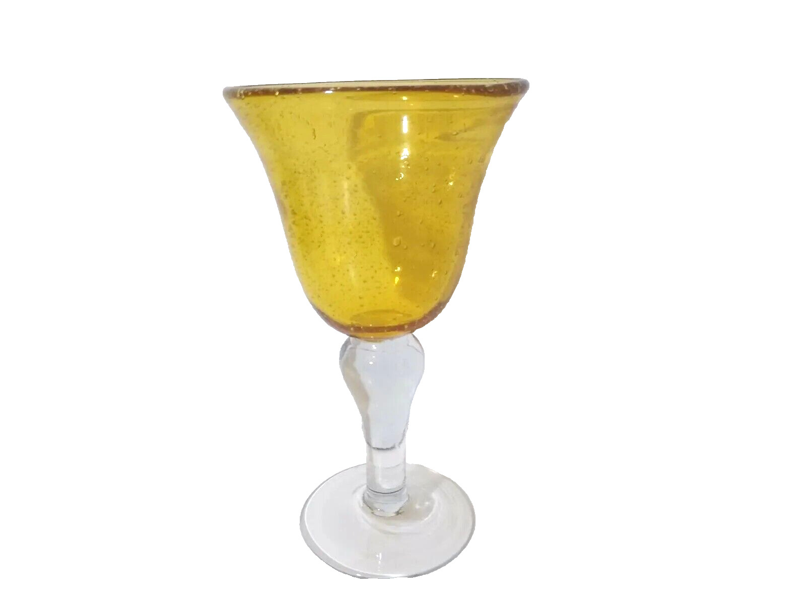 1 VINTAGE Yellow Bubble Glass Drinking Glass Wine Water Goblets 