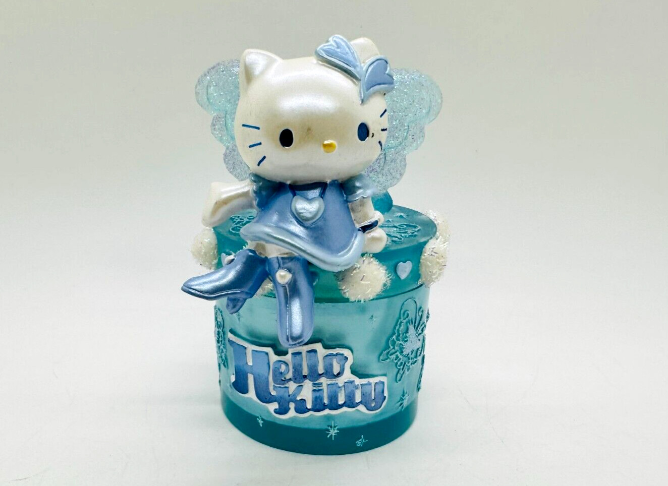 Rare VTG Hello Kitty Blue Angel Round Trinket Box 3.50\'\' ~ 2002 ~ HTF