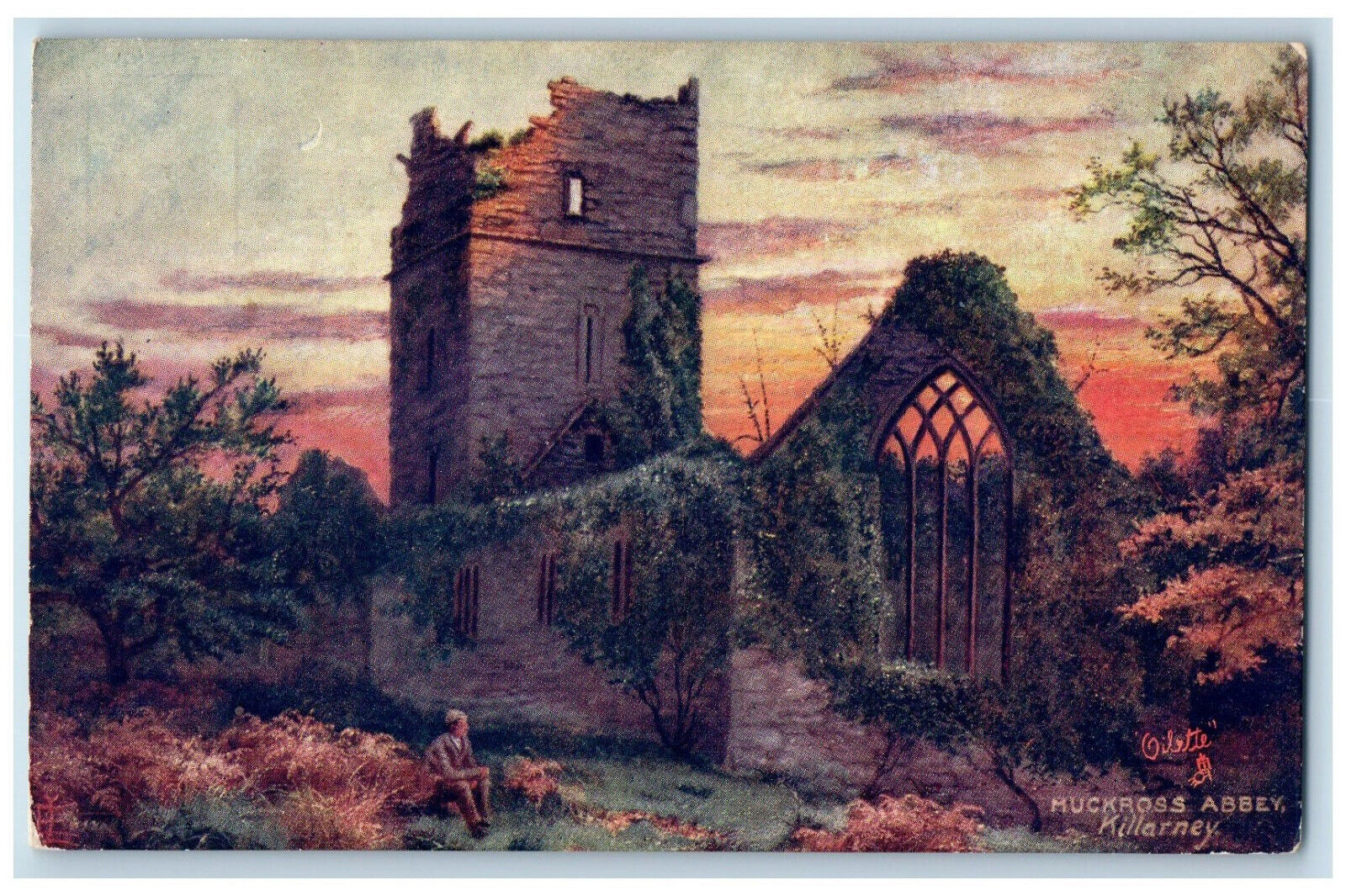 c1910 Muckross Abbey Killarney Ireland Oilette Tuck Art Antique Postcard