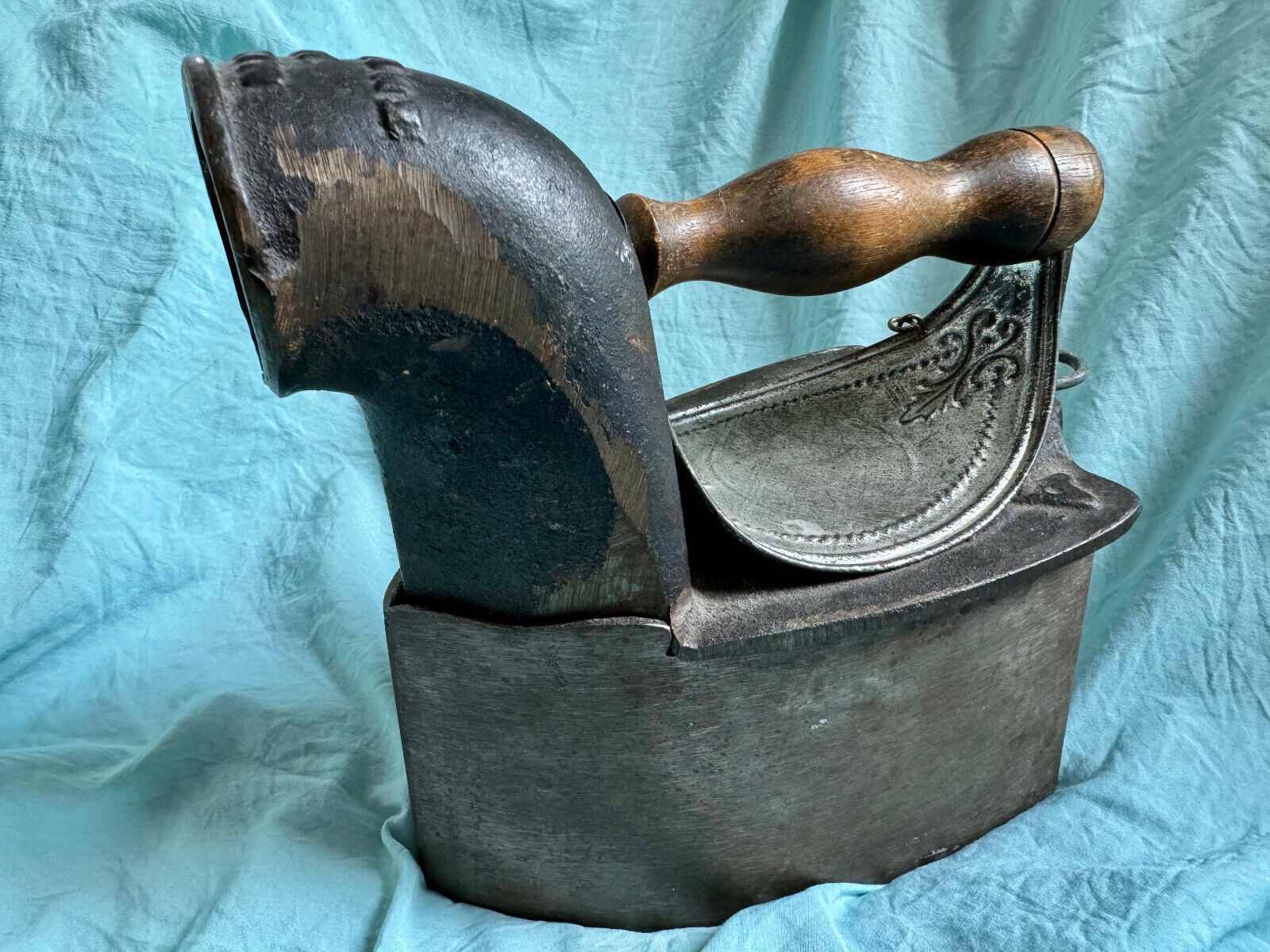 Antique 19th Century Cast Iron Coal Box Sad Iron made in England