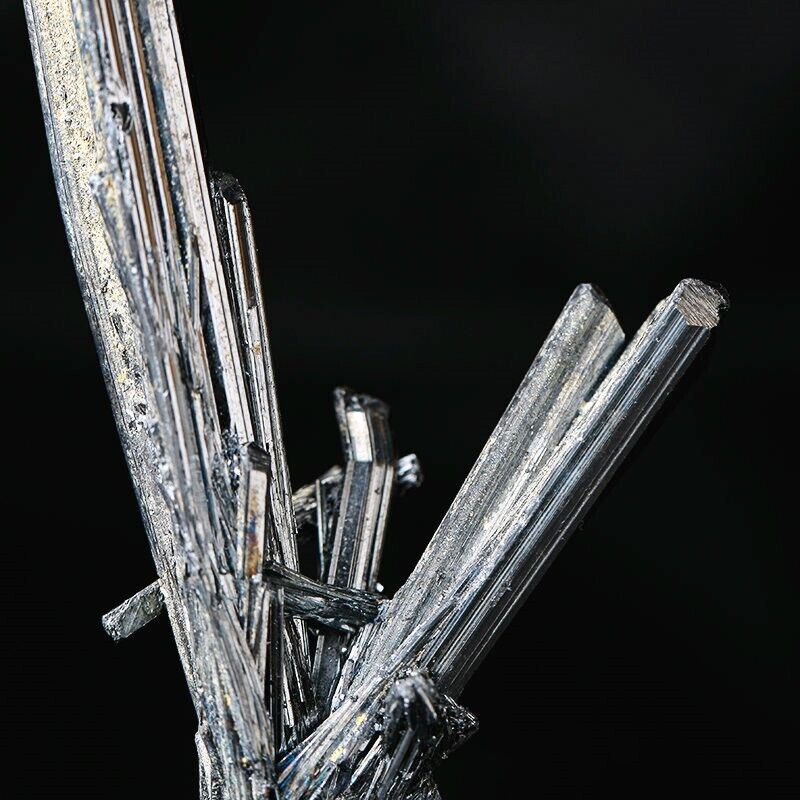 220Ct Top Class Bright Stibnite Crystal Cluster Mineral Samples / Hunan, China