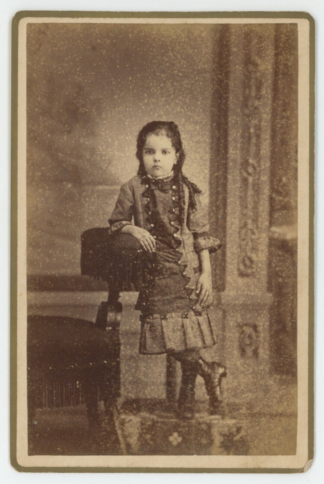 Antique c1880s ID'd Cabinet Card Little Girl Named Blanch Tindall Fremont, OH