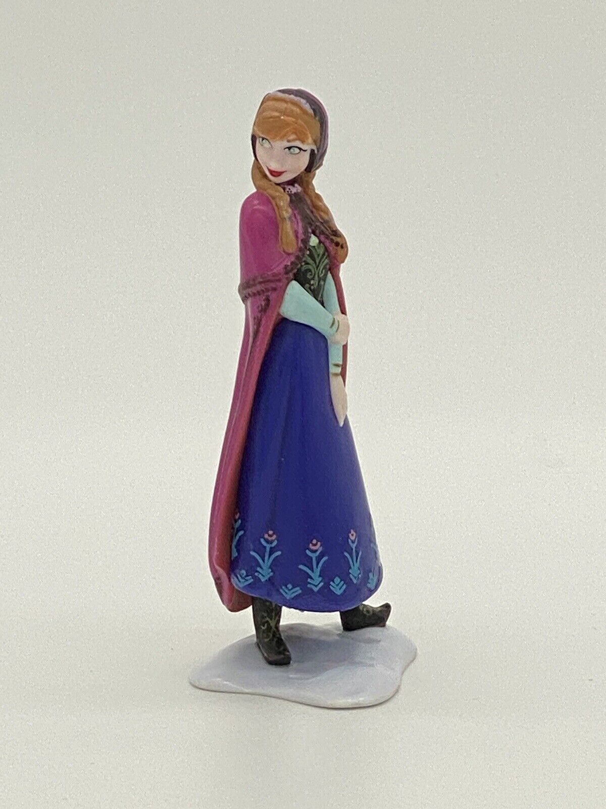 Disney Frozen Anna 3” PVC Figure Wearing  Purple Cape Cake Topper