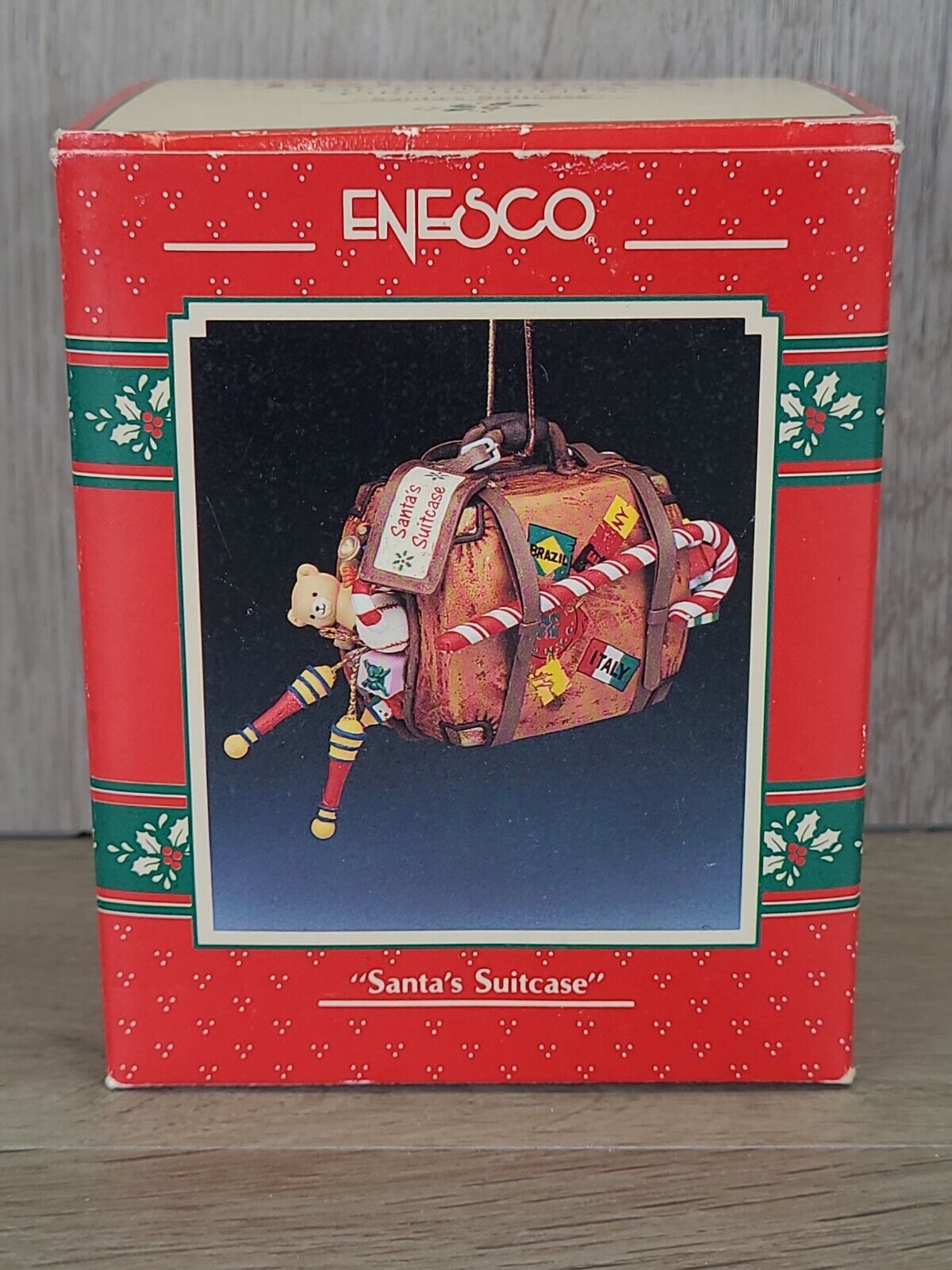 1990 Enesco Ornament Santa’s Suitcase Treasury of Christmas Ornament w/box