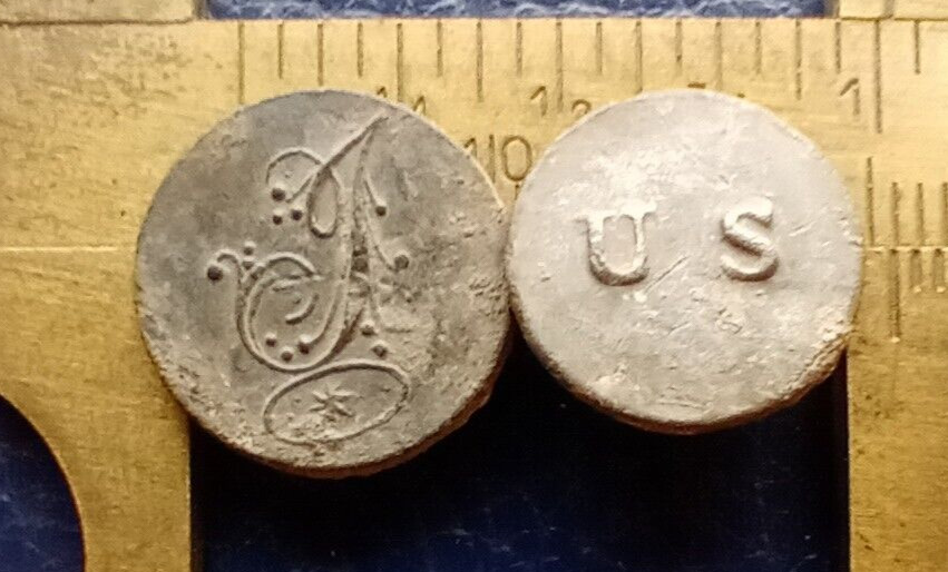 US Army General Service Pewter Cuff Button & Script I Infantry - War of 1812 Lot
