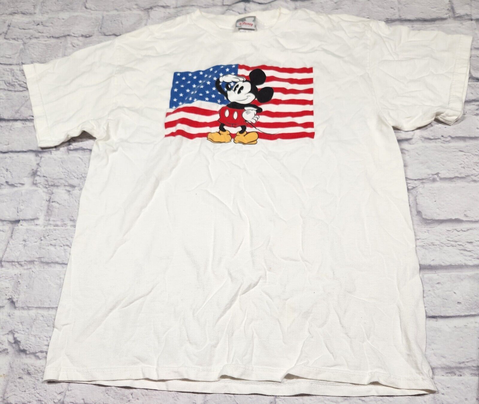 Vintage Disney Store Mickey Mouse American Flag Shirt Size L