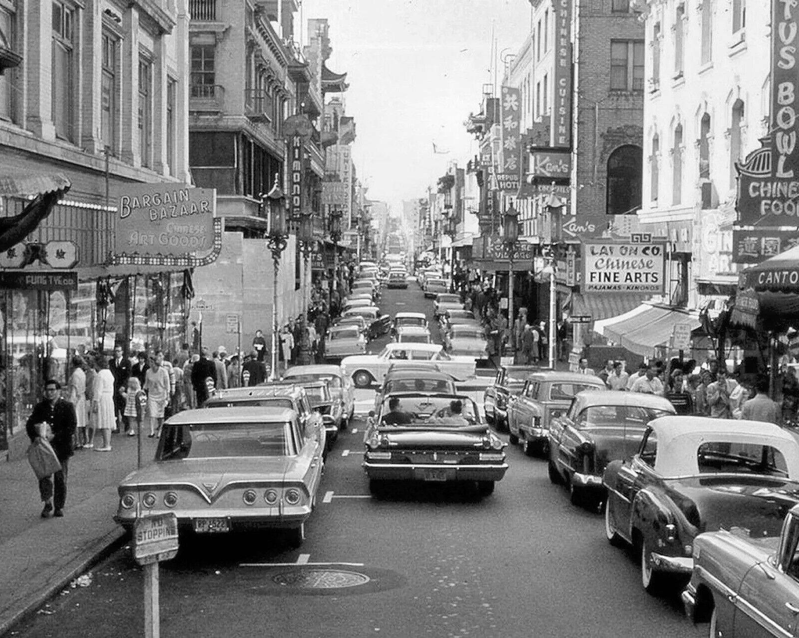 1961 CHINATOWN SAN FRANCISCO City Street w/ Classic Cars Poster Photo 13x19