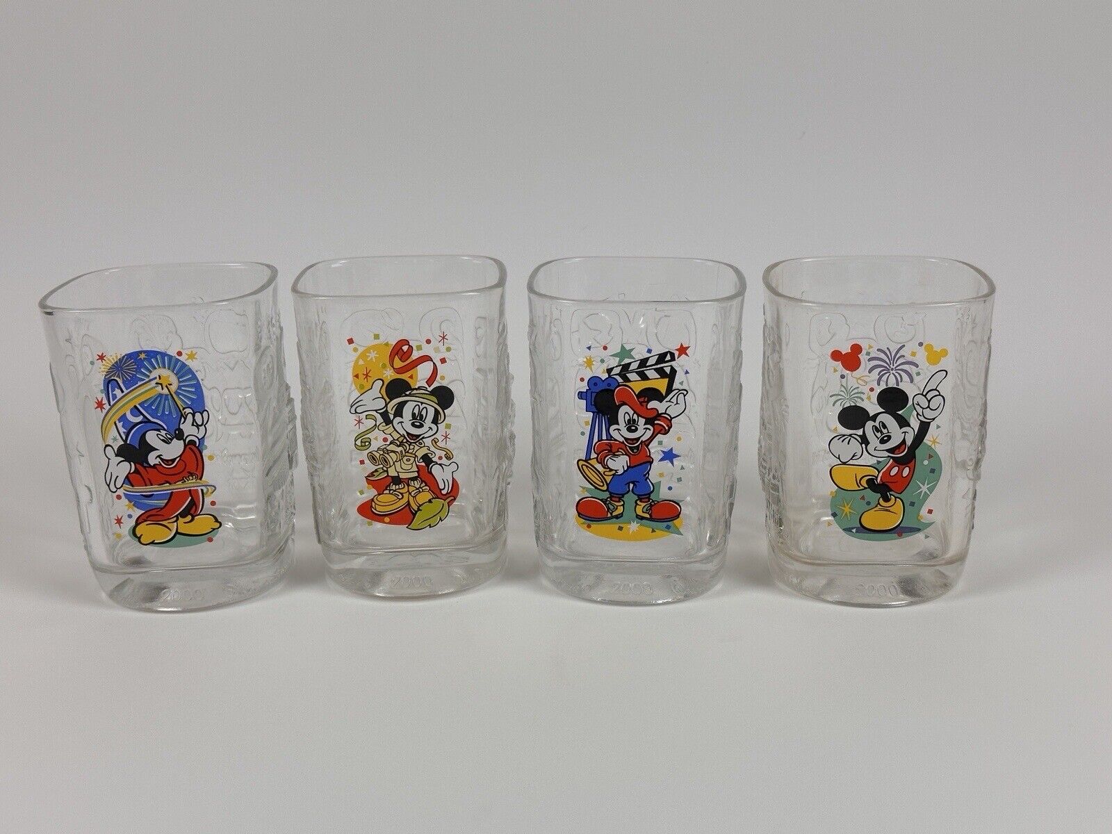 VTG McDonald\'s Walt Disney World Mickey Mouse Glasses 2000 Magic Kingdom SET 4