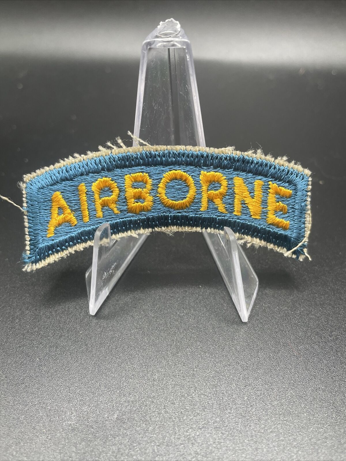 US Machine embroidered AIRBORNE gold & Teal SSI Tab Cut Edge Special Forces