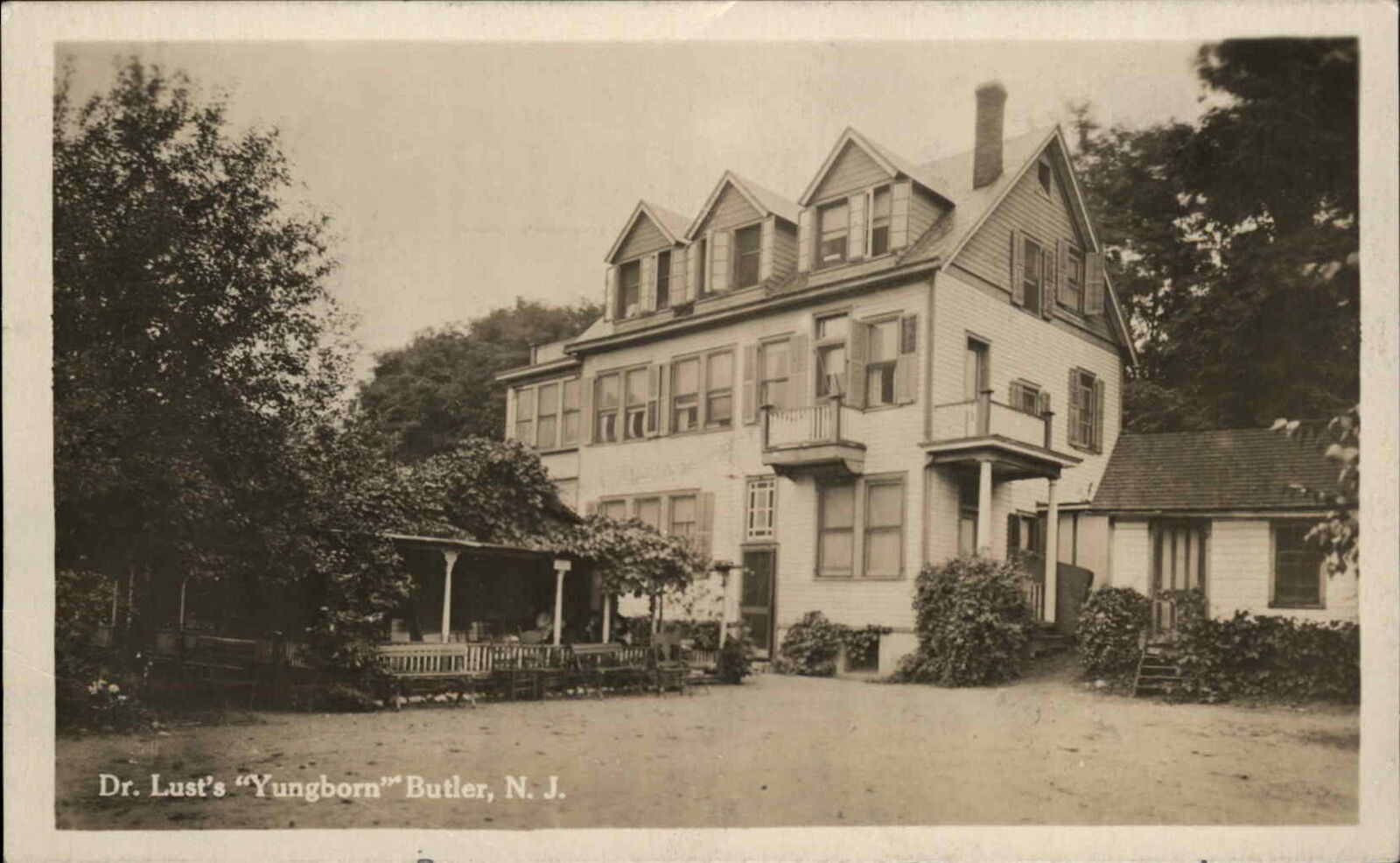 Butler New Jersey NJ Home Yungborn Dr. Lust\'s c1910 Real Photo Postcard