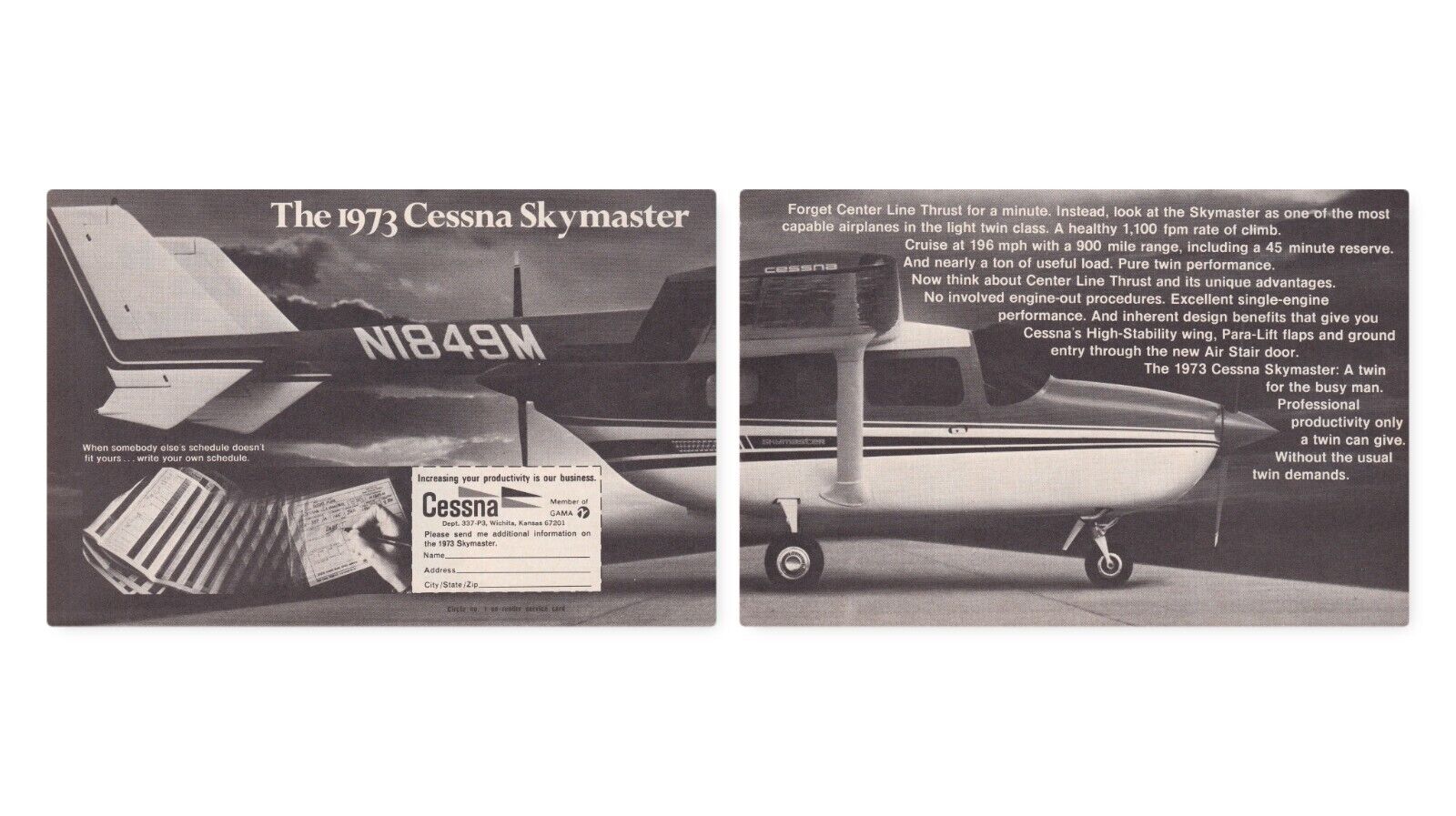 1973 Cessna Skymaster Aircraft ad 7/4/2022m