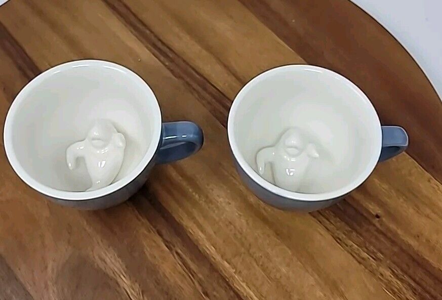 CREATURE CUPS manatee ceramic cup coffee mug tea cup set of 2 wedgewood blue