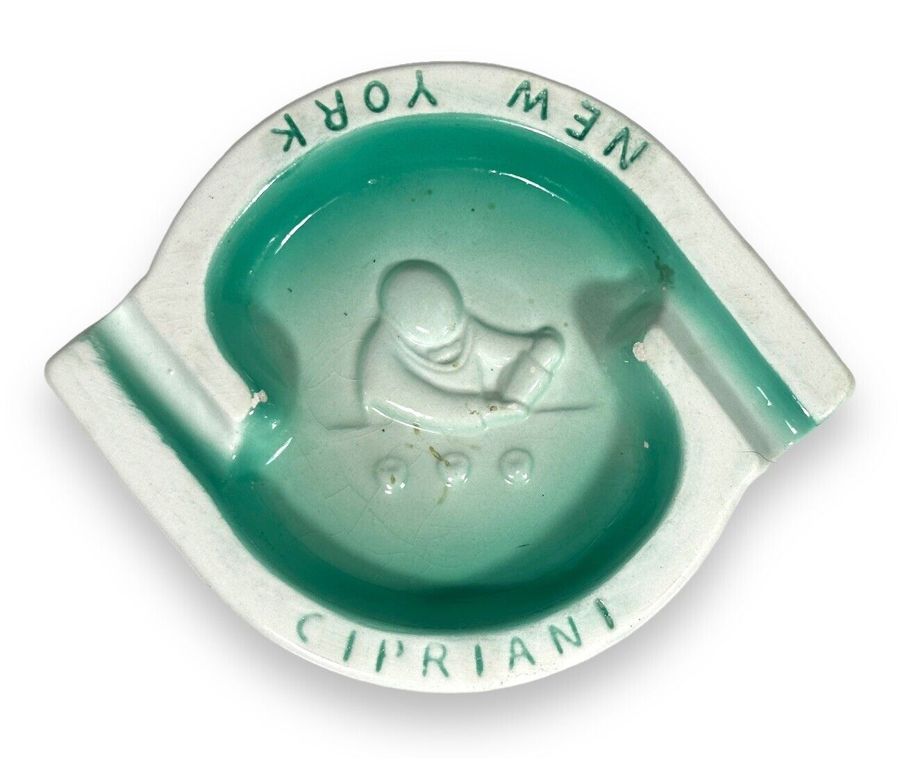 Cipriani New York Ceramic Ashtray Vintage Green Mint Harry\'s Bar