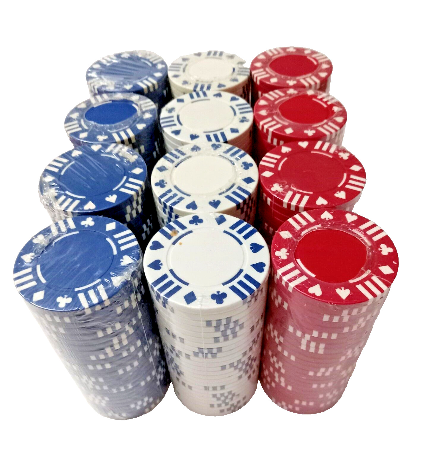 CASINO POKER CHIPS -  300 Pieces Suited Design - 3 Colors - Brand New 