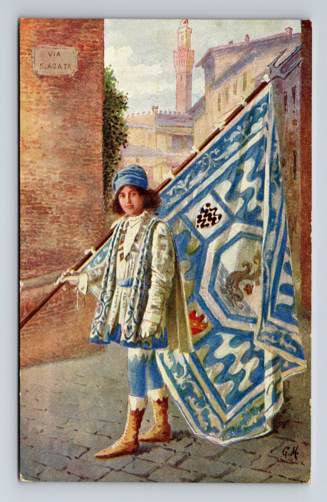 Contrades of Siena Italy Heraldry Coat of Arms Flag ONDA Postcard