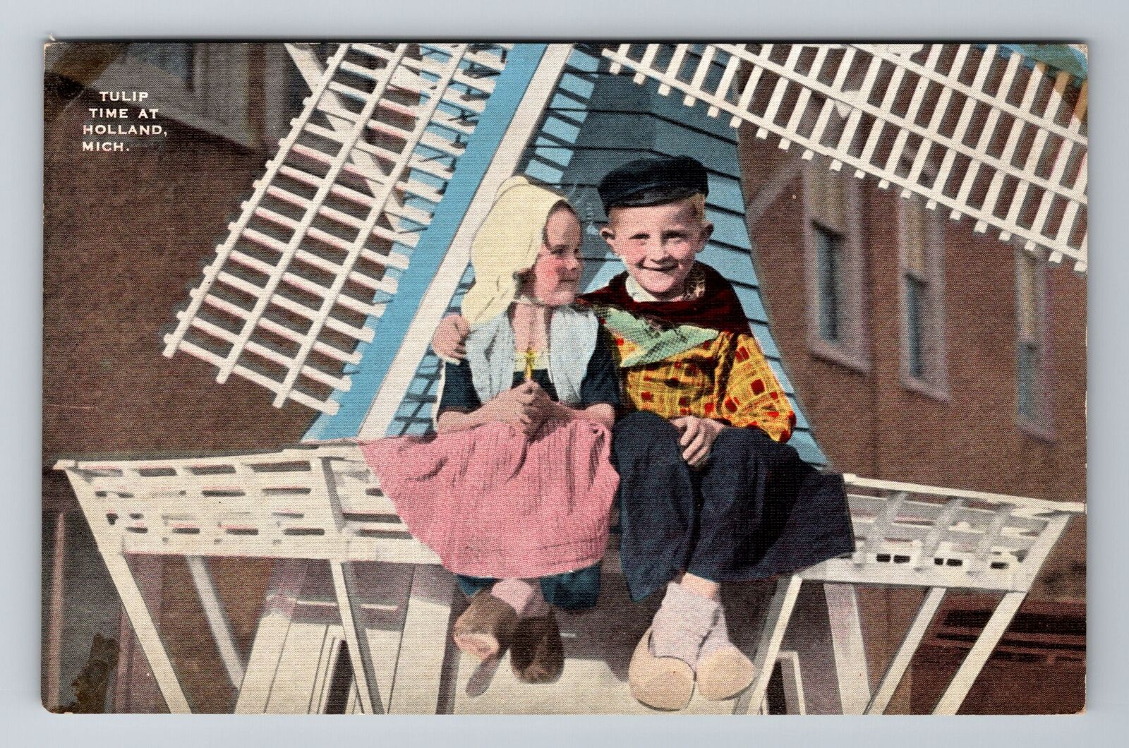 Holland MI-Michigan, Children At Tulip Time, Vintage Postcard