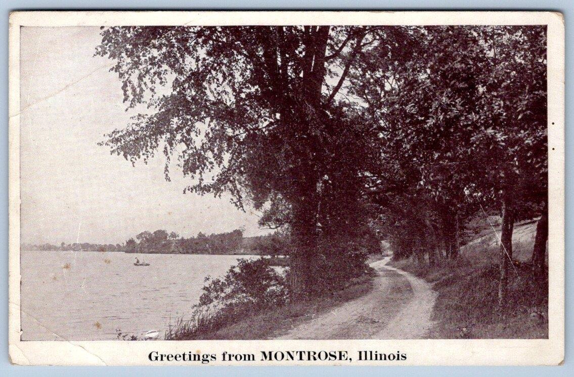 1933 GREETINGS FROM MONTROSE ILLINOIS*CHICAGO CENTURY OF PROGRESS STAMP