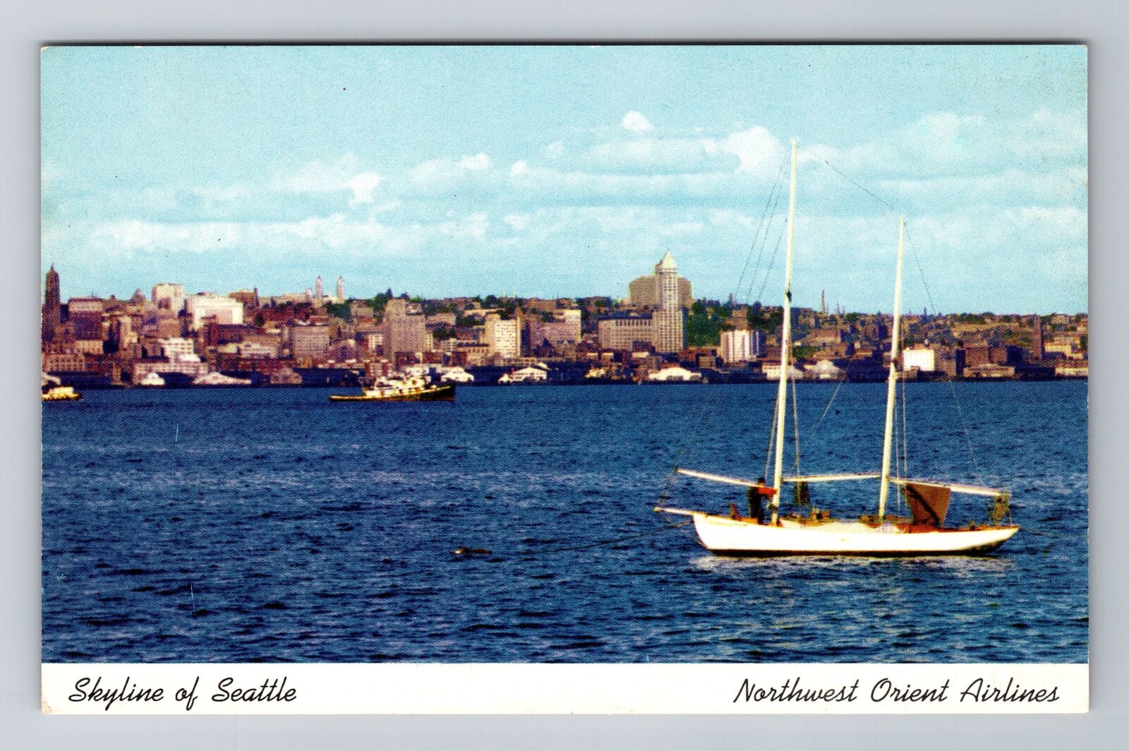 Seattle WA-Washington, Skyline of Seattle, Antique Vintage Souvenir Postcard