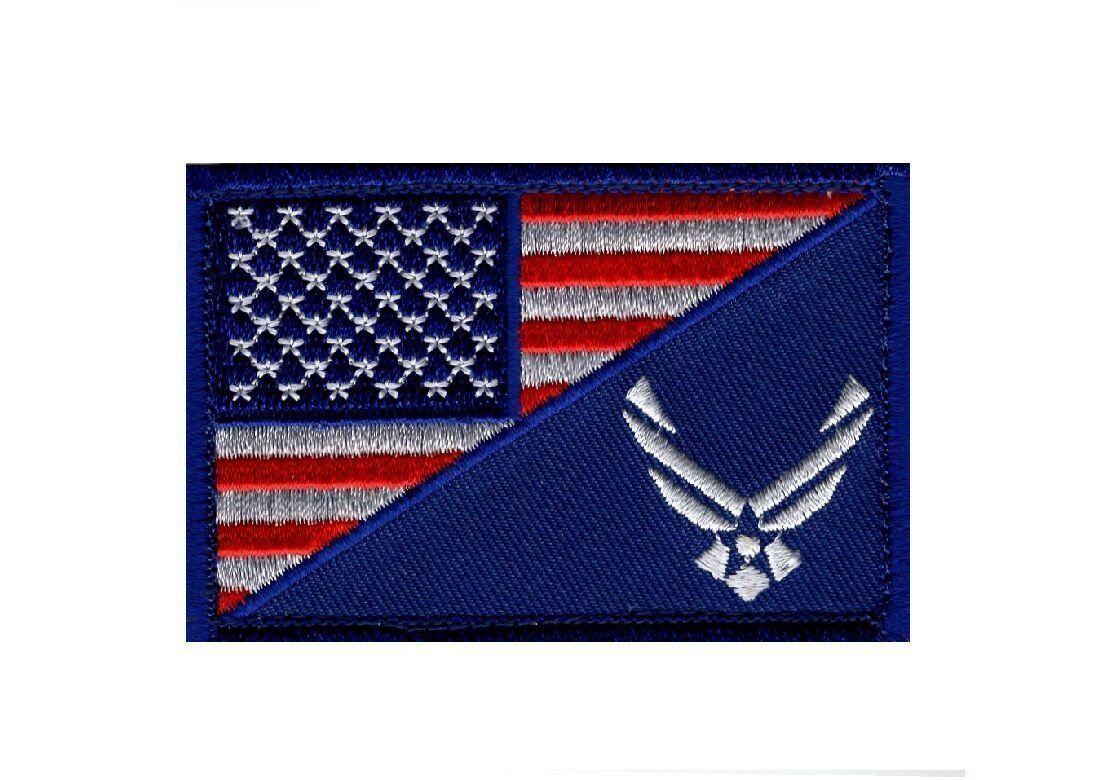 USAF USA Flag USA Air force Logo Embroidered Hook Patch (YEN1) 