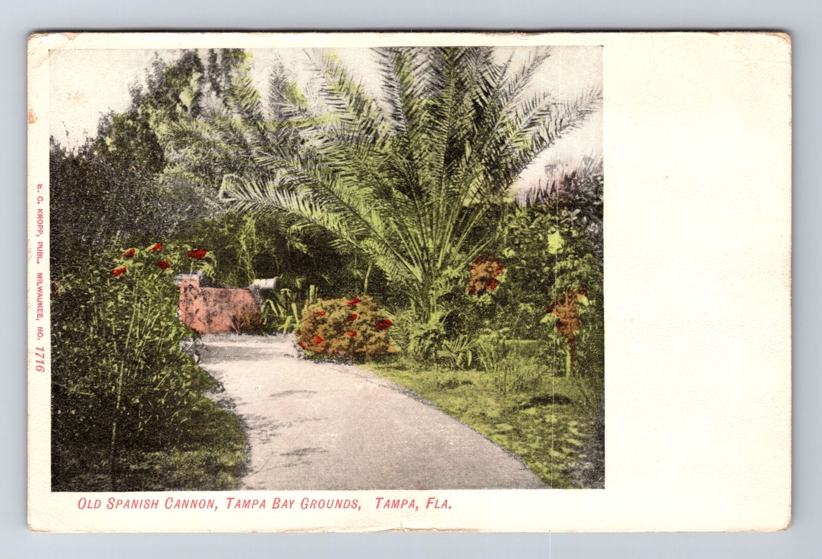 Tampa FL-Florida, Old Spanish Cannon, Tampa Bay Grounds, Vintage Card Postcard