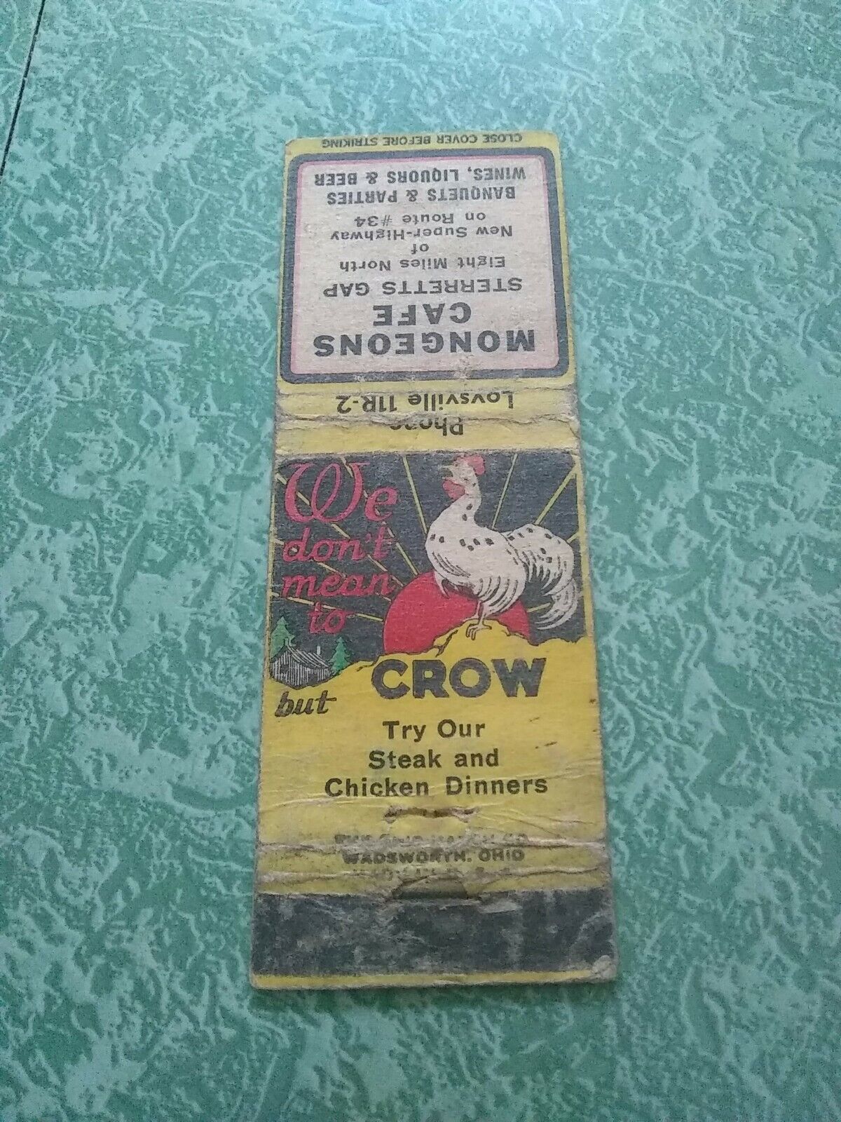 Vintage Matchbook Z12 Collectible Ephemera edon Ohio sterrets Gap mongeon