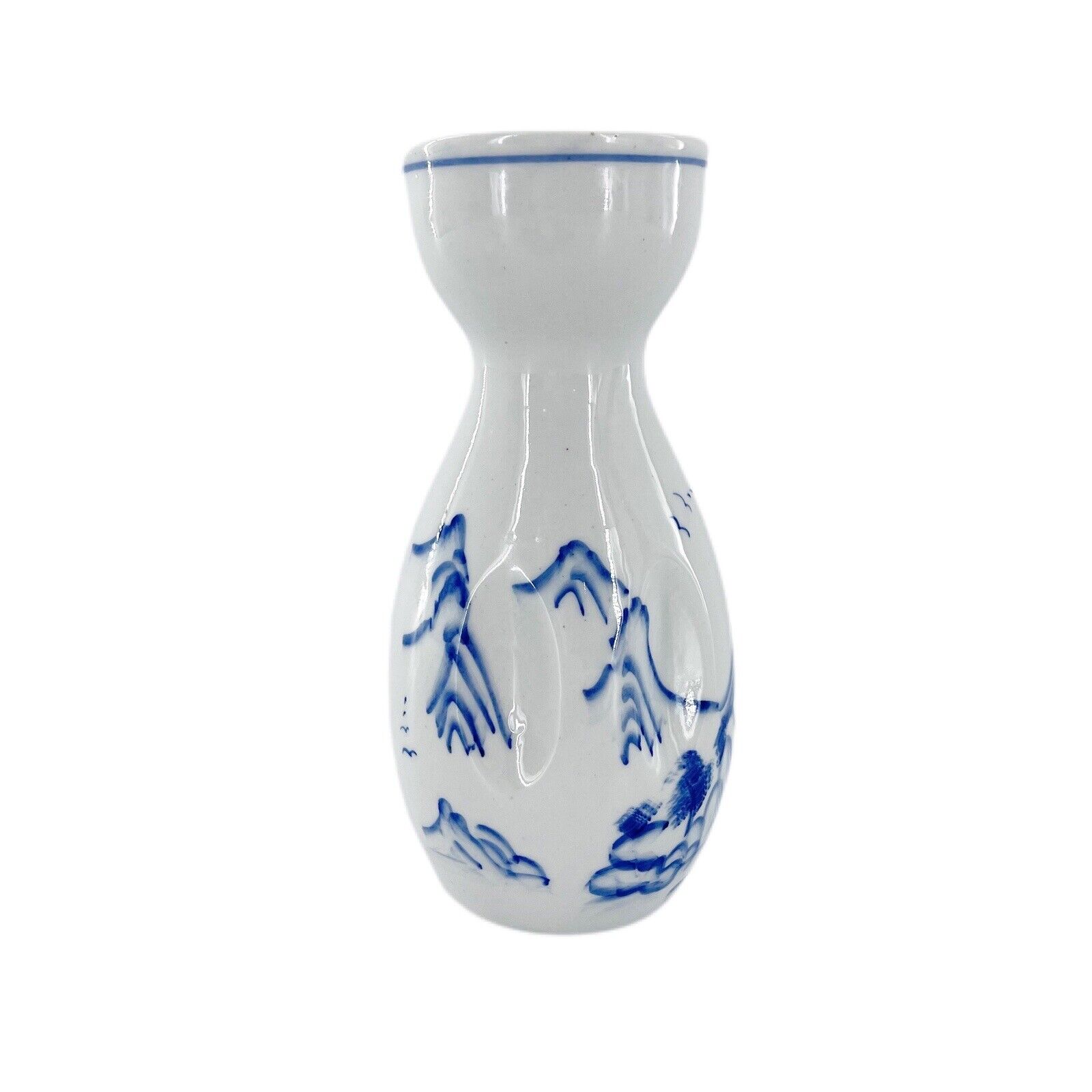 Pier 1 Cobalt blue white Mandarin Saki Dispenser Vessel Vase Bar ware Japanese