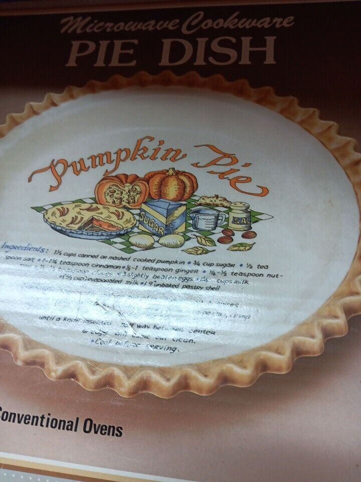 Classic Pumpkin Pie 9” Ceramic Dish With Recipe NIB