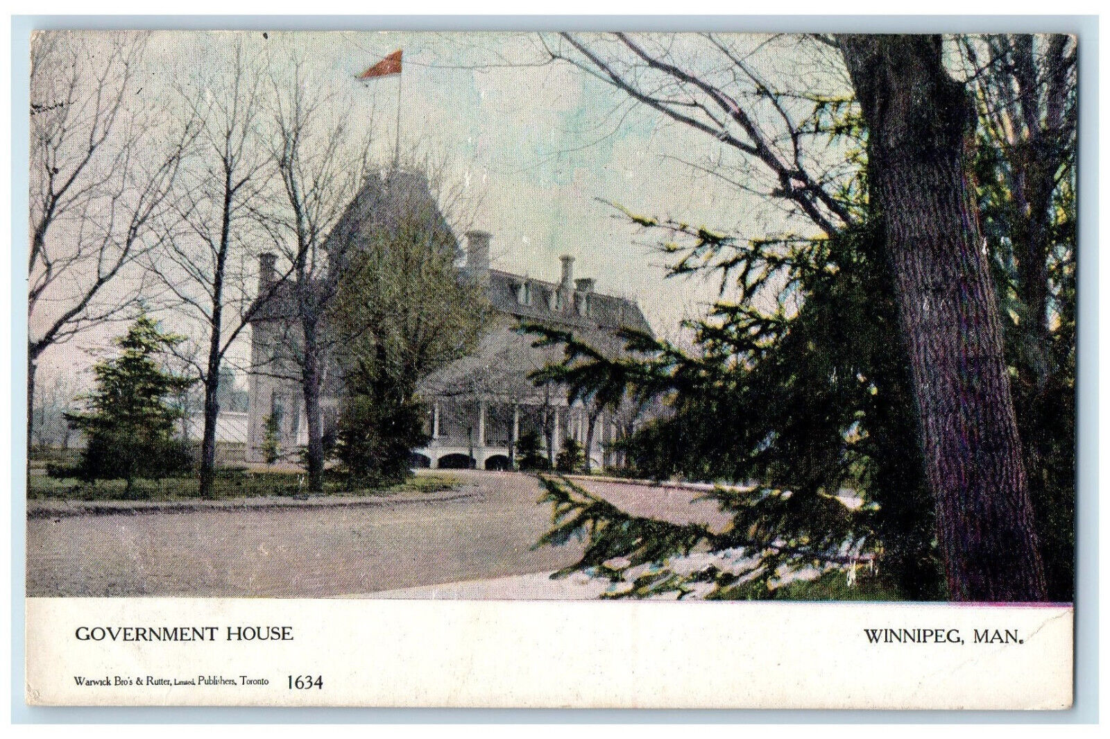 c1910 Government House Winnipeg Manitoba Canada Vintage Unposted Postcard