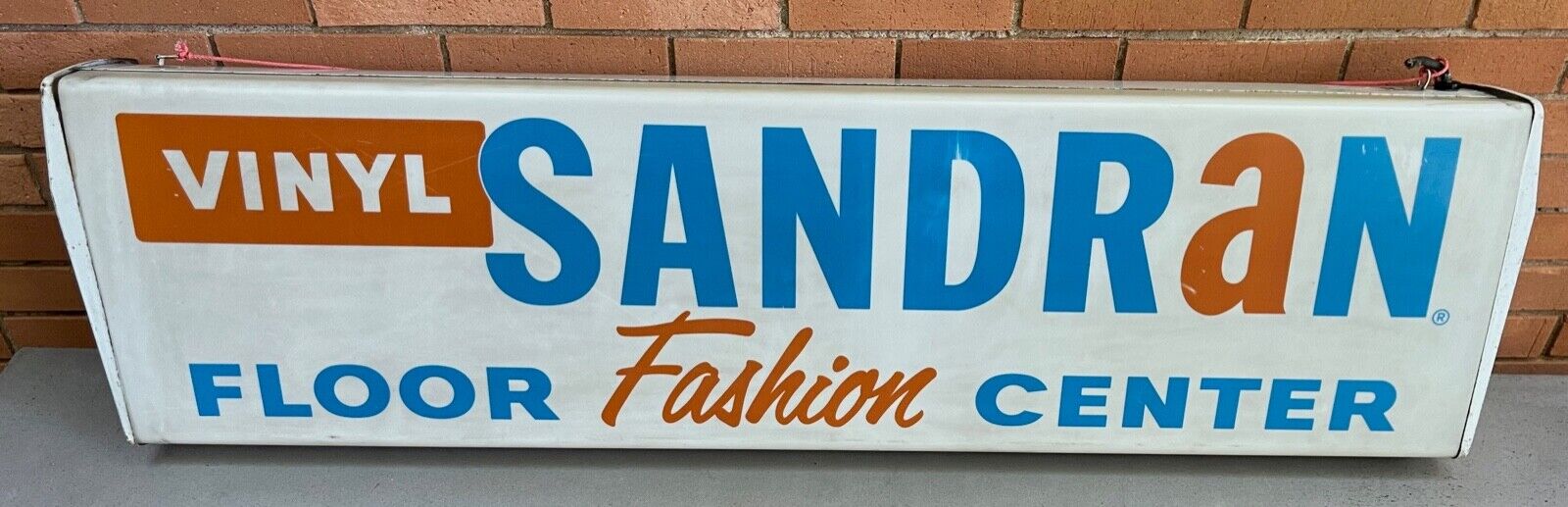 Vintage Rectangular SANDRAN Light Up Hanging Fluorescent Advertising Sign Modern