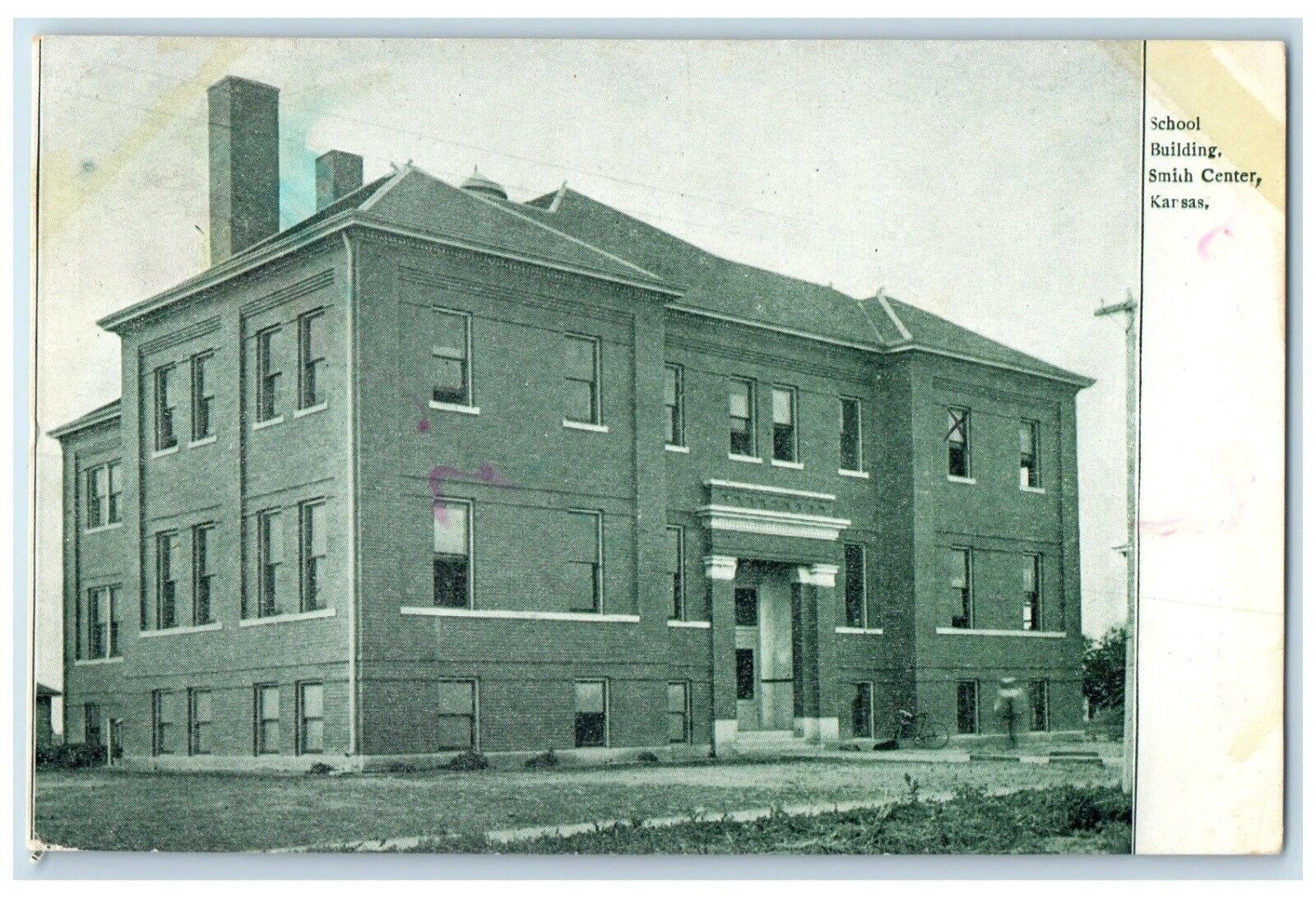 c1910's School Building Campus Smith Center Kansas KS Posted Antique Postcard