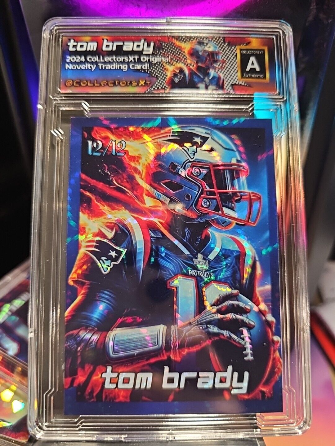 Tom Brady #12/12 Blue Swirl Atomic Refractor Limited Edition Custom ACEO
