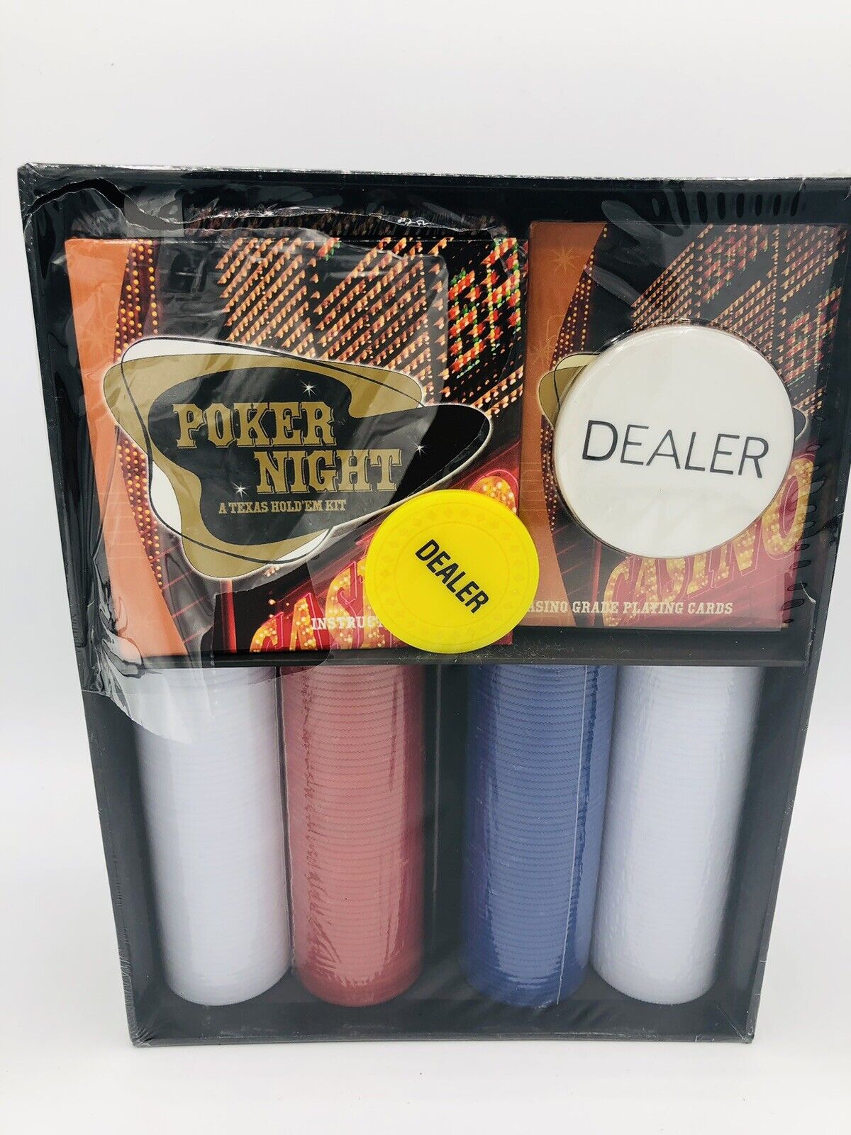 Poker Night A Texas Hold'em Kit The All In One 2 Card Set Cards Chips Coasters