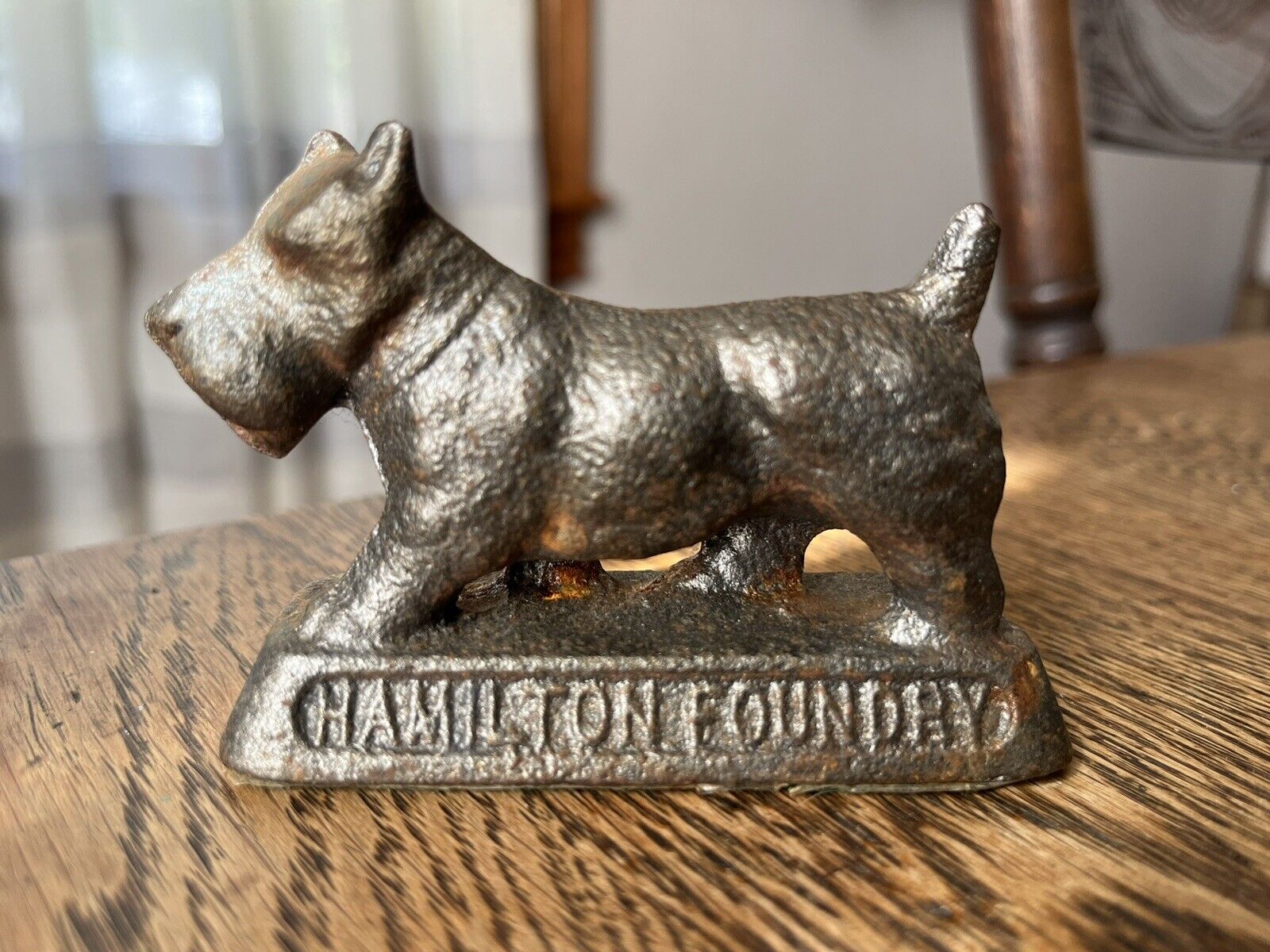 Vtg Hamilton Foundry (Ohio) Advertising Cast Iron Scotty Dog Paperweight