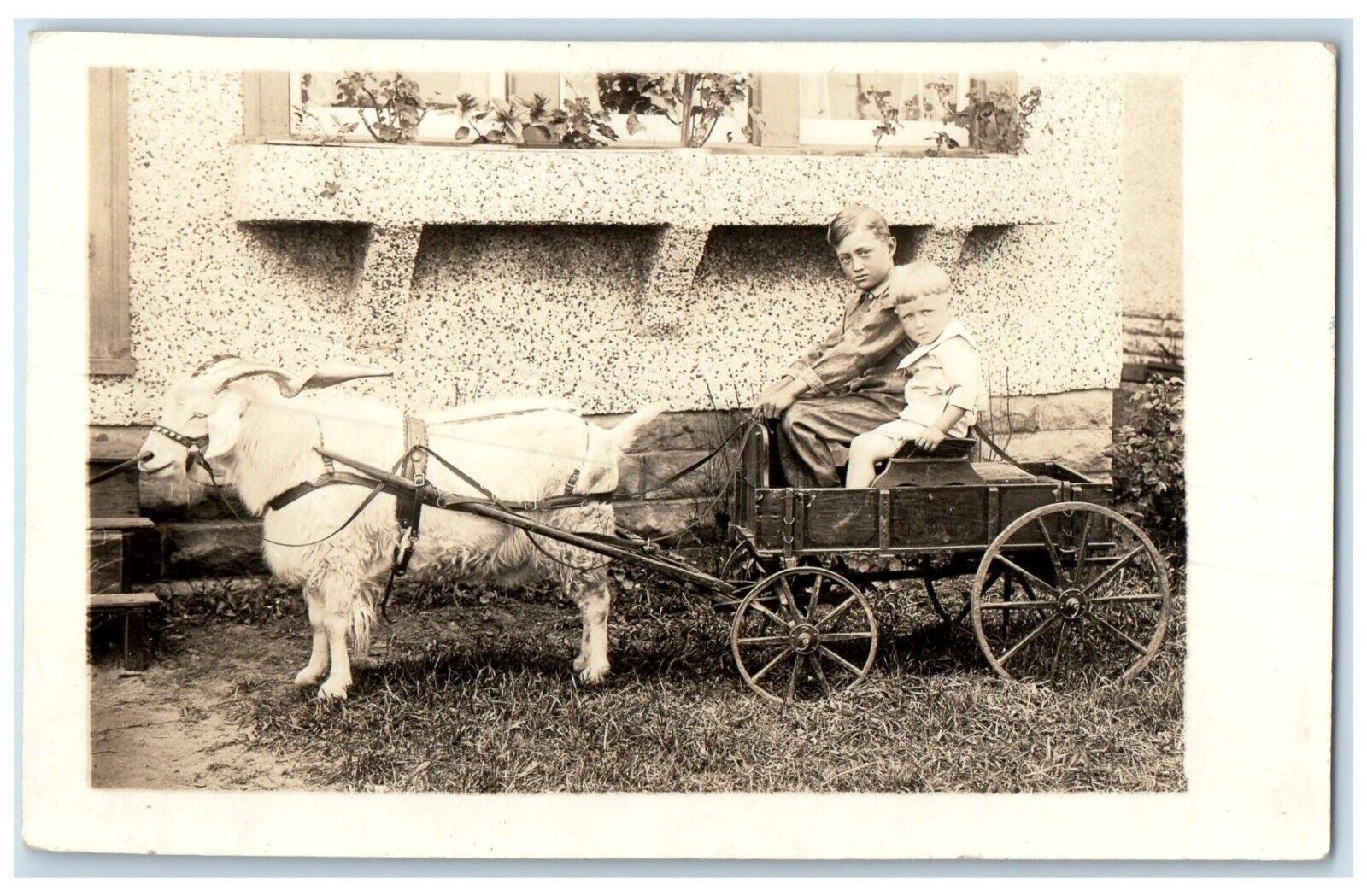 1923 Goat Cart Wagon Boy Birthday Child RPPC Photo Posted Vintage Postcard