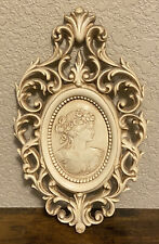 Vintage Burwood Product Co. Victorian Woman Cameo Wall Art Plaque Intricate picture