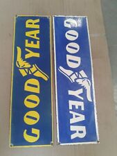 PORCELAIN GOOD YEAR ENAMEL SIGN 24X6 INCHES LOT OF 2 picture