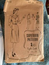 1940s  Vintage Superior 9733 Dress Sewing Pattern picture