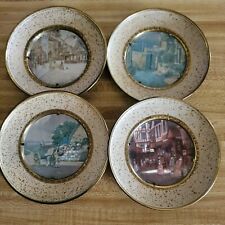 4 Vintage Foil Art Brass Wall Plates. 5.5
