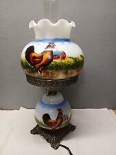 Vintage Rooster Farm  Glass Globe  Parlor Hurricane Lamp Table Top  picture
