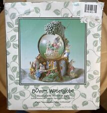 Vintage Easter Bunny Snow Globe Music Box Ornate Detailed Works Great W Box picture