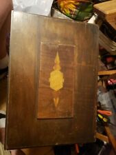 Antique Wooden Inlaid Box Handmade 15X10X3 Victorian Tramp Art picture