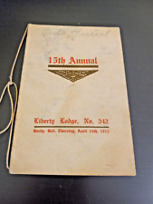 Rare Antique 1912 Ephemera Dance Card Liberty Lodge Bundy Hall marbling  542 picture