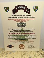 U.S. ARMY RANGER - 75TH INFANTRY REGIMENT / CERTIFICATE OF COMMENDATION picture
