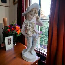Antique French Porcelain Victorian Boy Statue Figure 18” Detailed Hand Painted  picture