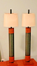 Teak and Metal MCM Skyscraper Lamps ~ Matched Pair picture