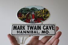 RARE 1950's  MARK TWAIN CAVE MISSOURI STAMPED PAINTED METAL PLATE TOPPER SIGN picture
